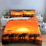 Aafrika P&auml;ikeseloojang Loomastiku Dekoor Pehme Mugav Tekikott Voodipesukomplekt Sisaldab 1*Tekikotti & 2*Padjap&uuml;&uuml;ri, Kingitus EU Twin 135X200cm&set