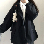 Naiste &uuml;hev&auml;rviline &uuml;legabariidiline jope Harajuku Korea vabaaja lahtine kapuutsiga mantel kevad s&uuml;gis lukuga preppy koolit&uuml;drukute vintage t&auml;navamood S sinine