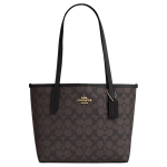 Coach City 23 Klassikaline Monogramm Metallist Logo T&otilde;mblukuga Kott Ostukott &Otilde;lakott K&auml;ekott Keskmine Naiste T&otilde;mblukuga Kotid P&auml;hklipruun Must CU759-IMXAQ Gift Set(Box Set+Comes with Pocket Mirror) black