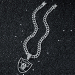 Iced Out Las Vegas Raiders Ripatsiga Kaelakee T&auml;iskristalliga L&uuml;liliga Keti Ehted Kingitus Cuban chain&16inch(40cm) h&otilde;be