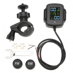 Mootorratta TPMS rehvir&otilde;hu j&auml;lgimiss&uuml;steem 2 v&auml;lise anduriga Moto rehialarmis&uuml;steemid Reaalajas 12V USB-laadimine must