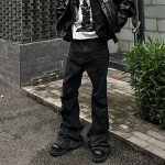 FlowStreet Musta Liimiga Kaetud Boot Cut Meestele ja Naistele Sirged Kotid Vabaaja Laienevad P&uuml;ksid &Uuml;lesuuruses L&otilde;dvad Denim P&uuml;ksid M gray