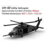 805 tk MOC UH-60 Black Hawk Helikopteri ehitusklotsid - Suur s&otilde;jalennuki mudel, Laste kokkupandav m&auml;nguasi ja kingitus