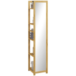 6-korruseline bambusest vannitoakolonnkapp peegliga, 6 riiulit, naturaalne, 35L x 35W x 168H cm 35 x 35 x 168 cm