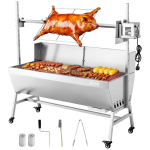 VEVOR Rotisserie grill, 38W BBQ v&auml;ligrilli sealiha ja lamba p&ouml;&ouml;rdvardaga, s&ouml;ep&ouml;&ouml;rdvardaga grill 60 kg kandev&otilde;imega, rattad ja 4-tasandiline k&otilde;rgus 142 x 53.5 x 130.5 cm