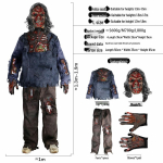 P&otilde;lenud zombi kost&uuml;&uuml;mikomplekt: Halloweeni maskeraadipidu ja kummitumaja rekvisiidid S (Height 1.3m-1.5m) gray