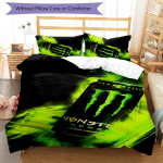 3tk Monster Energy LOGO mustriga voodipesukomplekt tekikoti komplekt sisaldab tekikotti ja padjap&uuml;&uuml;re, t&auml;iuslik aastaringselt magamistoa kaunistus ja kingitus 135cmx200cm black