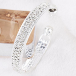 Naiste Rhinestone Valge Kuubikuga Avatud Mansetiga K&auml;ev&otilde;ru Ehted Bling