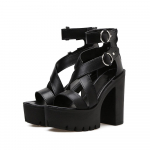 Mood, soliidne platvorm naiste sandaalid suvekingad Avatud varbaga Rooma stiilis k&otilde;rged kontsad, pandlaga Gladiator 35 must