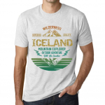 Meeste vintage T-s&auml;rk Graafiline T-s&auml;rk Mountain Explorer Islandi vintage valge XS anti-flash valge v&auml;rv