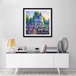 Teemantmaali ristpistes  Ilus aiamaja  3D teemanttikandiga kivikivi 30x30CM