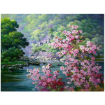 5D Teemantmaal Lille Sakura Maastiku Teemanttikandid Ristpistes Pulmakaunistus 20X30CM