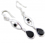 Les Tr&eacute;sors De Lily [G5376] - Boucles Argent 'Heaven' onyx must