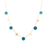 Les Tr&eacute;sors De Lily [Q0940] - Collier cr&eacute;ateur acier 'Boho' turquoise dor&eacute; - &eacute;toiles 8 mm- ronds 10 mm t&uuml;rkiissinine
