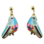 Les Tr&eacute;sors De Lily [Q5841] - Boucles Cr&eacute;ateur 'Oiseaux' bleu dor&eacute; - 23x15 mm sinine
