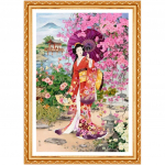 T&auml;is&uuml;mmargune puur 5D DIY teemantmaal  Jaapani naised  Tikand Ristpistes Kodukaunistuse kingitus 20X30CM