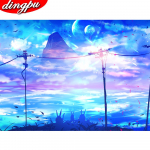 5D teemantmaal T&auml;is&uuml;mmargune maastik isetehtud teemanttikandid ristpistes teemantkunst 20X30CM