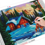 Teemanttikandid J&otilde;ulud lumememme t&uuml;druk t&auml;isruudu teemantmaal Maastik Teemantmosaiik K&auml;sit&ouml;&ouml; Kodukaunistus Full Round (20X30CM)