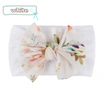 Moodne Baby Print Bow, Beebi peapael, Pehmed nailonist laste juukseaksessuaarid, Mitmev&auml;rviline, valikuline