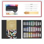 Mungyo galerii kunstnike k&auml;sitsi valmistatud pehme pastell joonistuskomplektiga (k&auml;nnud, liivapaber, hoidik) 30 v&auml;rvi komplekt 30 Color Bundle