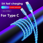 2,4A Flowing Colors LED Glow USB laadija C-t&uuml;&uuml;pi kaabel Androidile Micro USB laadimiskaabel iPhone 11 12 pro max Samsungi laadimisjuhtme jaoks Type C-2M