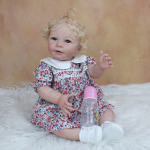 BZDOLL 55cm 3D-v&auml;rviga nahk, pehme silikoonist taass&uuml;ndinud beebinukk, millel on veresooned ja 22-tolline riidest keha blond Lisa t&uuml;druku m&auml;nguasi 55cm 3D-paint Skin Doll