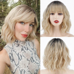 MERISIHAIR L&uuml;hikesed Platinum Bob S&uuml;nteetilised Parukad Blondid Ombre Lainelised Parukas Tumedad Tumedad Tumedad Tumedad Naistele Igap&auml;evaseks kandmiseks CN