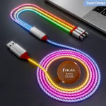 VAORLO 66W 3-&uuml;hes h&otilde;&otilde;guv kaabel Super Charge andmekaabel Micro 8Pin Type-C 6A USB-C kiirlaadimine 2.4A Lightning Android Xiaomi Huawei jaoks