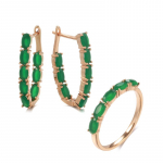 Kineli rohelise tsirkooniga sillutatud ehtekomplekt Vintage roosikulla v&auml;rvi pikkade k&otilde;rvar&otilde;ngaste ja s&otilde;rmuste komplektid 7