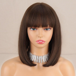 LISI HAIR L&uuml;hikesed sirged pruun Bob parukas tukkidega naistele S&uuml;nteetilisest kuumakindlast kiust Cosplay igap&auml;evaseks kandmiseks &otilde;lgade pikkusega parukas 30 cm