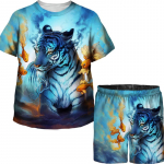 Tiigri T-s&auml;rk Laste Riided Lastele Suvine Mood l&uuml;hikeste varrukatega dressikomplekt Loomade 3D Prinditud Poistele Armsad T&uuml;druku T-s&auml;rgid/Shordid/Komplektid 120
