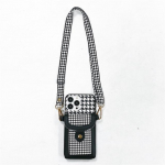 Moodne Crossbody Houndstooth telefoni&uuml;mbris Samsung Galaxy Z Flip 4 Z Flip 3 kaanega Pu nahast kaardikott M&uuml;ndikott Pearl kaelapael For Galaxy Z Flip 3