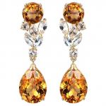 P&auml;ris 14k kullast ehted Naturaalsest safiirist kalliskivist k&otilde;rvar&otilde;ngad naistele Trendikas Aros Mujer Oreja 14 K kollase kullaga Orecchini t&uuml;drukud kollane