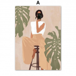 Vintage Girl Vaas Lille Taime Leht Boho P&otilde;hjamaade plakatid ja v&auml;ljatr&uuml;kid Seinakunst L&otilde;uendimaal Seinapildid elutoa sisekujunduseks Ilma raamita 21*30cm