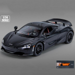 1:24 skaalaga McLaren 720S m&auml;nguasja mudelauto, tsingisulamist tagasit&otilde;mmatav auto koos heli ja valgusega ning avatud kerega, m&auml;nguauto lastele poisile t&uuml;drukule kingitus 1/24-20.5x8.7x5cm must