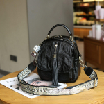 Multifunktsionaalne vabaaja naiste kott, mitmek&uuml;lgne seljakott, moekas &uuml;he &otilde;laga kott, pehmest nahast seljakott must