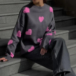 S&uuml;gistalvine vabaaja armastuse tikandid kampsun soe pikkade varrukatega džemprid Moodne O-kaelusega daamide avar kootud pulloverid 29613 S orion i v&auml;rv