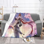 Hubane Childe Genshin Impact Tartaglia tekk, voodi dekoratiivne vooder ja tekid kerge &otilde;hukesest fliisist pliis diivanile 75x100cm 30x40in