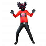 Skibidi WC kost&uuml;&uuml;mim&auml;ng Cosplay K&otilde;lar Mees TV Mees Body Jumpsuit mask Cosplay Halloweeni Kost&uuml;&uuml;mid Meestele Lapsed 140