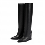 Krazing Pot Cow l&otilde;hestatud nahast s&uuml;gistalvised kingad kiilud k&otilde;rged kontsad, suur suurus 46, naised hoiavad soojas reie k&otilde;rged saapad 39 must