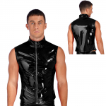 Meeste Wet Look lakknahast l&auml;ikivast t&otilde;mblukuga varrukateta topid Pole Dance'i reivir&otilde;ivaste jaoks 3XL must