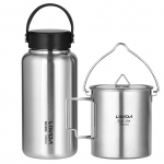 LIXADA 1050 ml roostevabast terasest veepudel, lekkekindel spordipudel koos 750 ml ripppotiga Bottle & Hanging Pot