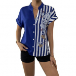 Varrukad Suured vabaaja lilleprintidega s&auml;rk as&uuml;mmeetrilise triibuga l&uuml;hikese krae &uuml;herealine suvine pluus naiste L punane