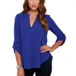 Madala l&otilde;ikega suur v&auml;rviline pendeldamine Ruched lahtised, kolm neljandikku varrukad V kaelus Pluss suurus keskmise pikkusega L must