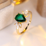 Water Drop Rohelised kivist s&otilde;rmused naistele Vintage kullav&auml;rvi Marquise Stone S&otilde;rmus Elegantsed Ehted Chic Bands Kingitused 6 roheline
