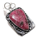 Natural Rhodonite Gemstone Handmade 925 Sterling Silver Pendant 2.29 k7u49