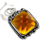 Natural Honey Topaz Gemstone Handmade 925 Sterling Silver Pendant 1.97 n7e74
