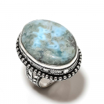 Natural Republic Larimar Gemstone 925 Sterling Silver Gift Ring Size 9 w1v91