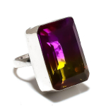 Natural Bi-Color Tourmaline Gemstone 925 Sterling Silver Ring Size 8 z6z11
