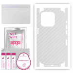 apgo Protective Skin Sticker for the back+sides compatible with Apple iPhone 15 Pro, Full Wrap Film, Foil, Vinyl - Pattern Transparent Carbon